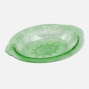 Vintage 1930s Hocking Glass Green Depression Glass Cameo “Ballerina” Oval Veg Di